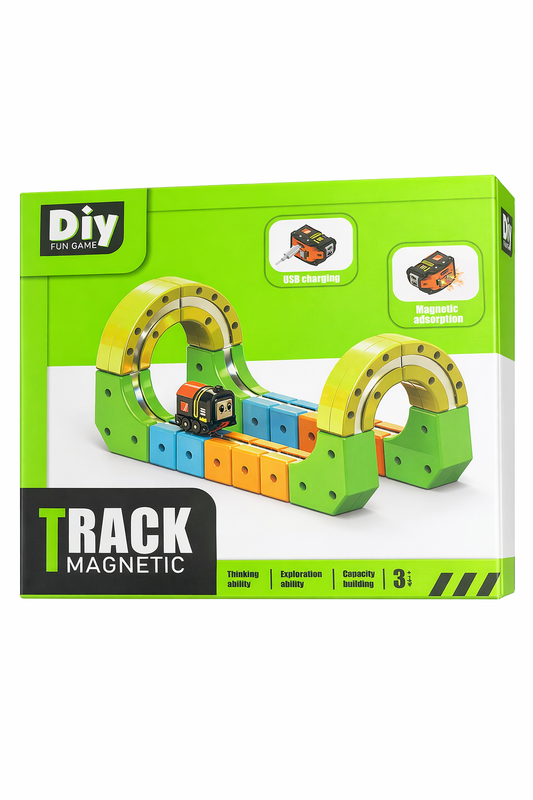 DIY Magnetic Track Cube Set – USB Rechargeable Magnetic Train Toy for Kids (Ages 3+)
